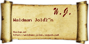 Waldman Jolán névjegykártya