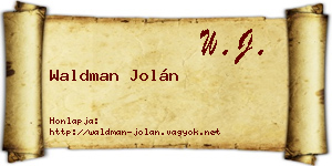 Waldman Jolán névjegykártya
